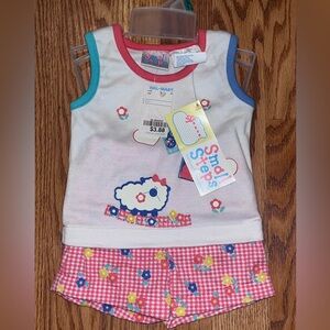 Floral Sheep Print Baby 2 Piece